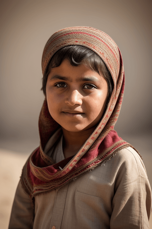 Portrait of Fatima, a 9-year-old child from Afghanistan