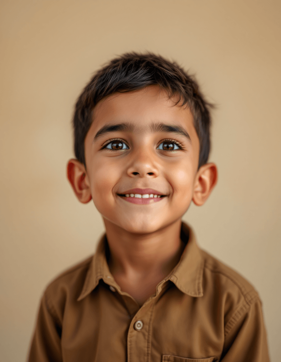 Portrait of Hassan, a 6-year-old child from Palestine