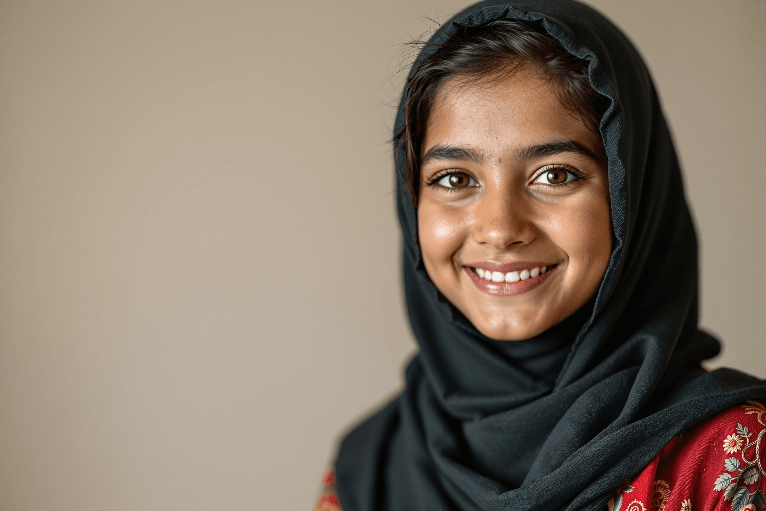 Portrait of Hila, a 12-year-old child from Afghanistan