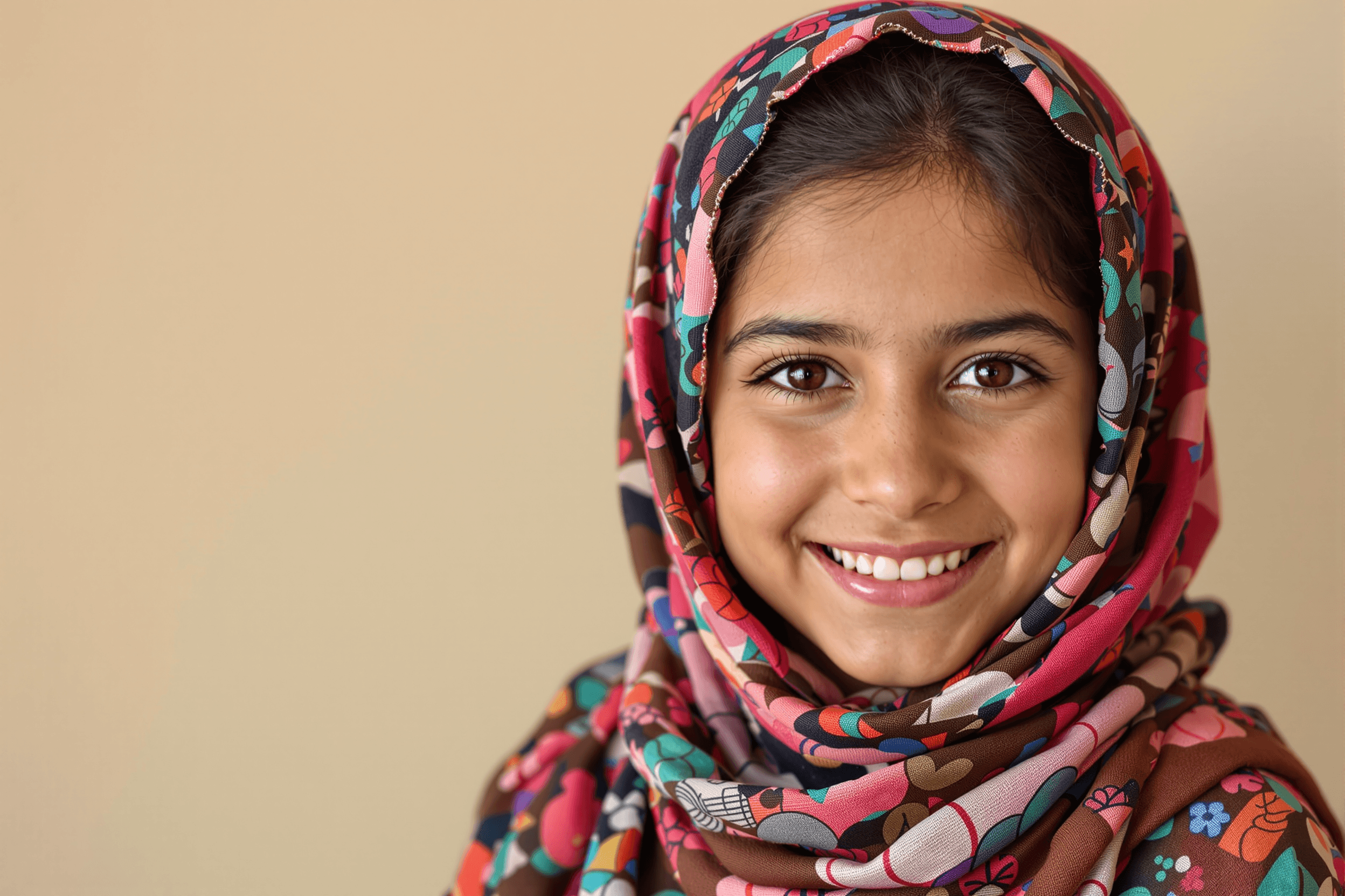 Portrait of Jeneen, a 9-year-old child from Gaza, Palestine