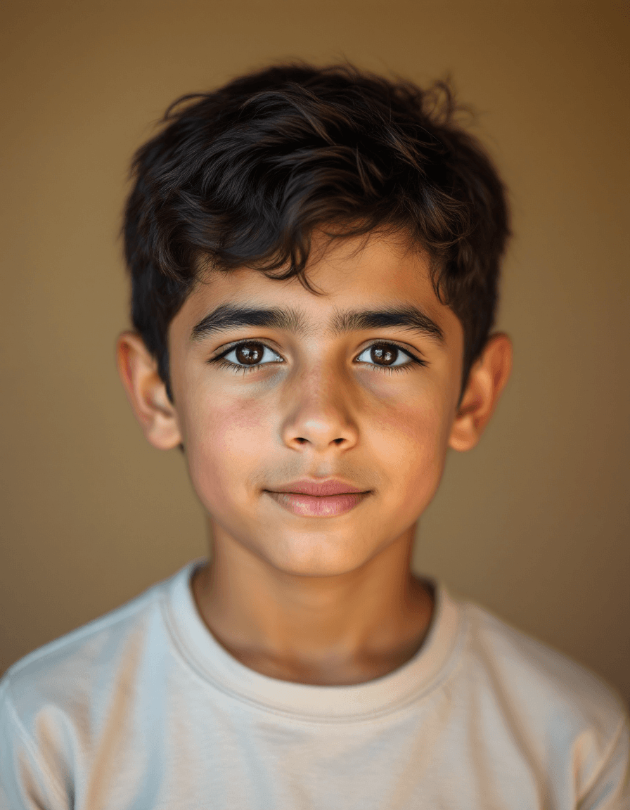 Portrait of Samir, a 9-year-old child from Jordan