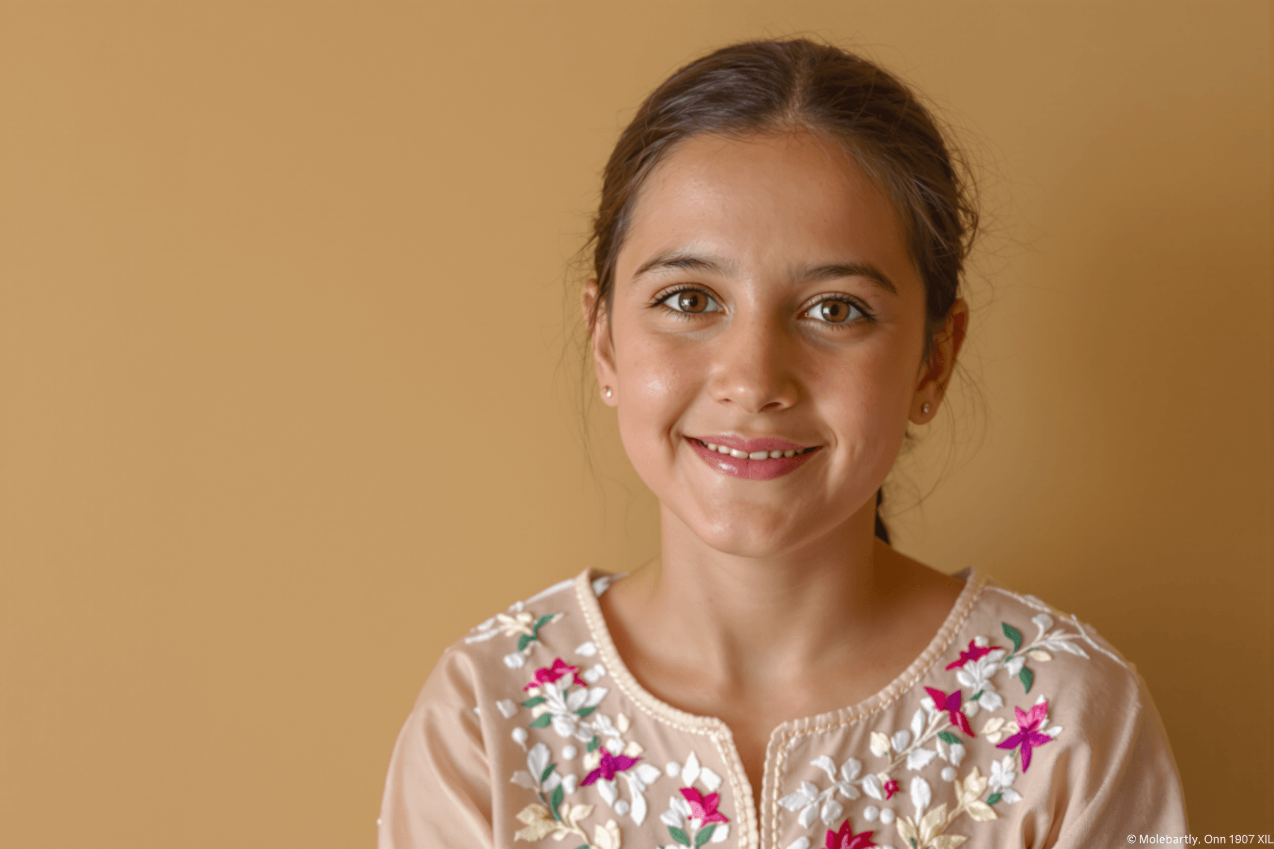 Portrait of Yafa, a 12-year-old child from Gaza, Palestine